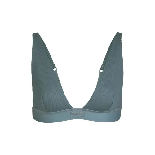 SKIMS Хлопок Rib Plunge Бюстгальтер Женский Кианит Кианит