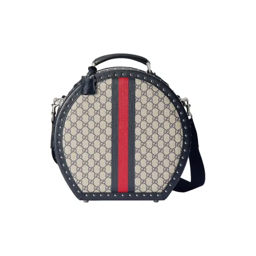 GUCCI Canvas Сумка Шапки Кепки Хранение Коробка Маленькая Женская Бежевая и Синяя