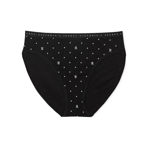 Victoria's Secret Эластичный хлопок Высокая нога Тру-шорты С принтом Нижнее белье Женские 1 упаковка Черная точка С принтом