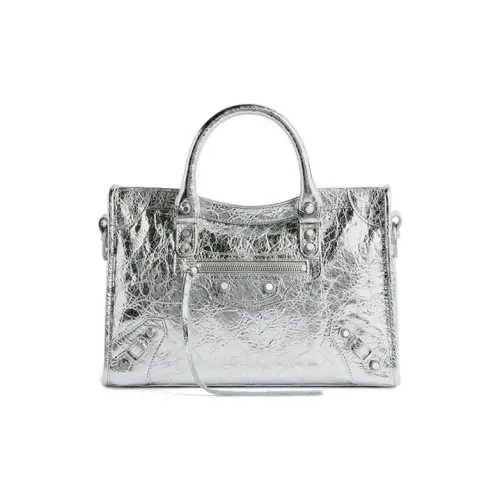 Balenciaga Металлизированная Arena Овечья шкура Сумка через плечо Сумка Маленькая Women's Silver