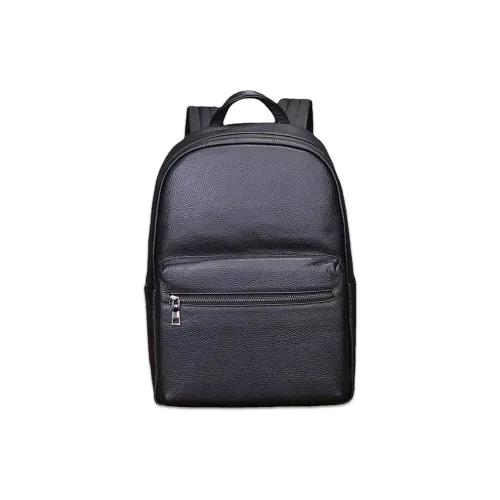 LOVEBIRD Рюкзак из крупнозернистой текстури коровьей кожи мужской черный