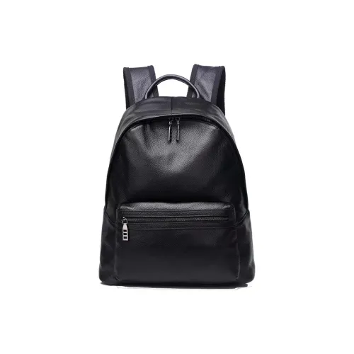 LOVEBIRD Рюкзак из крупнозернистой текстури коровьей кожи мужской черный