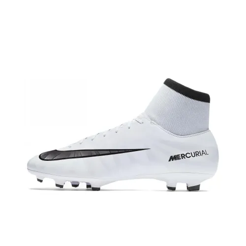 Nike Mercurial Victory FG Твердый грунт Амортизаторы Уменьшение потерь сцепления Мужские Футбольные бутсы Белый Черный