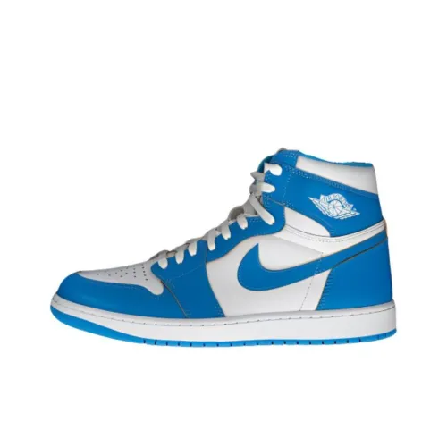 Jordan Air Jordan 1 'UNC' PE Устойчивый к истиранию Дышащий Высокий Верх Винтажные Баскетбольные Кроссовки Мужские Синий Белый