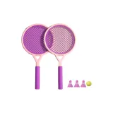 [Розовый и Фиолетовый] - 3 бадминтонных мяча + 1 шар из полиуретана + 2 ракетки