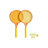 [Апельсин и Желтый] - 5 бадминтонных мячей + 1 шар из полиуретана + 2 ракетки