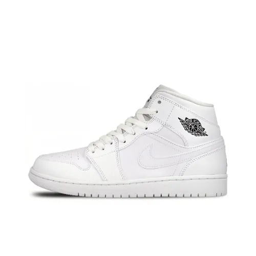 Jordan Air Jordan 1 MID BG Нескользящий Легкий Топ Винтажные Баскетбольные Кроссовки Женские Белые