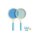 [Синий & Белый] - 5 бадминтонных мячей + 1 шар из полиуретана + 2 ракетки