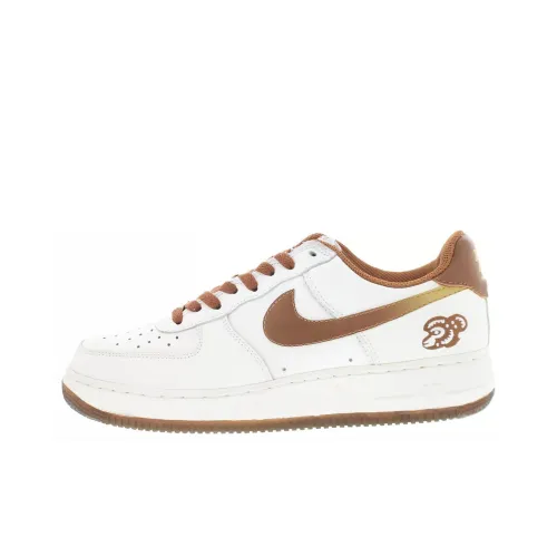 Nike Air Force 1 Амортизация Износостойкие Низкие Кроссовки для Скейтбординга Мужские Белые Коричневые