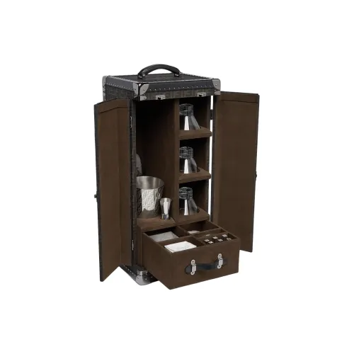 FENDI Хлопок Mixing Cocktail Case Travel Твердый Case Мужской Коричневый