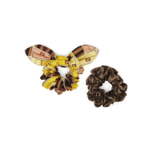 FENDI Шелковые резинки-спирали для волос, коричневые, женские