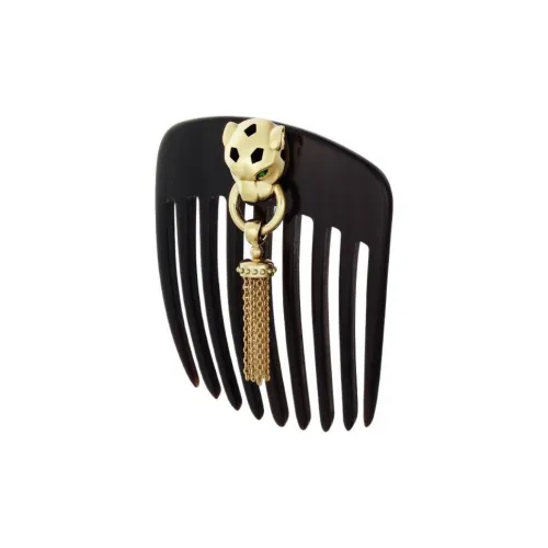 Cartier Гребень Для Волос La Panthère Желтое Золото, Цаворит, Черный Лак, Рог Буйвола