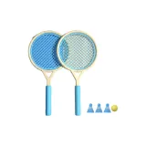 [Синий & Белый] - 3 бадминтонных мяча + 1 шар из полиуретана + 2 ракетки