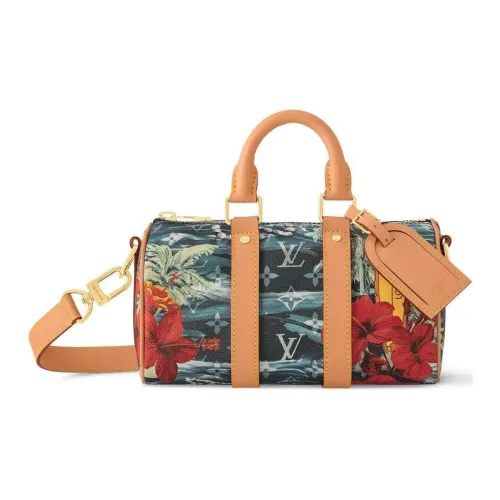 LOUIS VUITTON Keepall Холст и Кожа Одно Плечо Сумка через плечо Путешественная Сумка Мужская Коричневый и Многоцветный