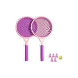 [Розовый и Фиолетовый] - 5 бадминтонных мячей + 1 шар из полиуретана + 2 ракетки