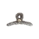 Перекрестная заколка-краб, плюшевая, жемчужная, премиум-серого цвета