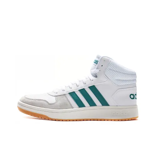 Adidas Neo Hoops 2,0 MID Anti-slip Lightweight MID Skateboard Shoes Men's White Green Adidas Neo Hoops 2,0 MID Anti-slip Легкий MID Скейтборд Кроссовки Мужские Белый Зеленый