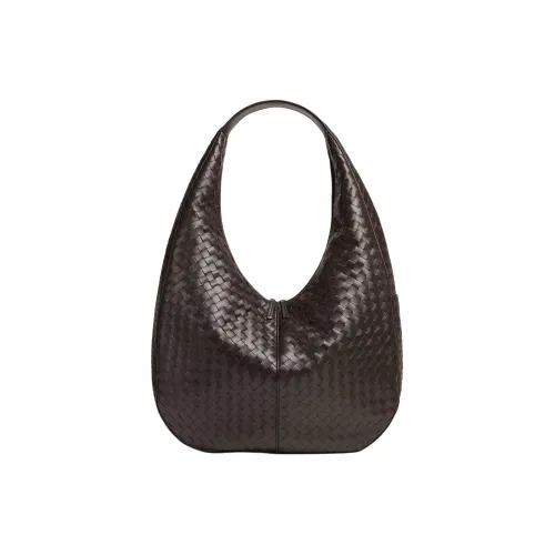 Bottega Veneta Intrecciato Телячья кожа Хобо Сумка Портативная Сумка через плечо Большая Мужская Сумка через плечо Темно-коричневая