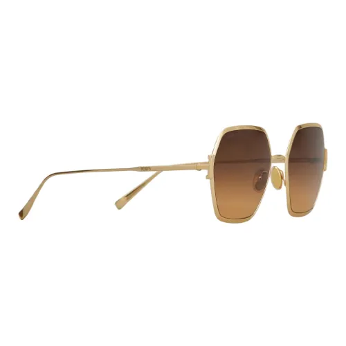 TOD'S Галванизированный металл Нерегулярная форма Солнцезащитные очки Женские Золотой