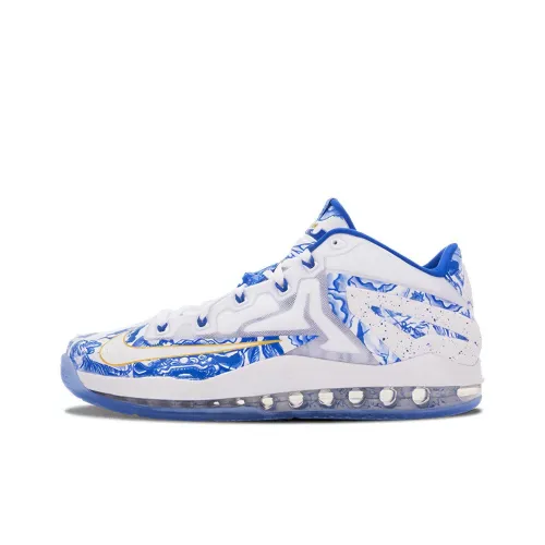 Nike Lebron 11 Low Китай Anti-Slip Lightweight MID Баскетбольные кроссовки для игры Мужской Белый Синий