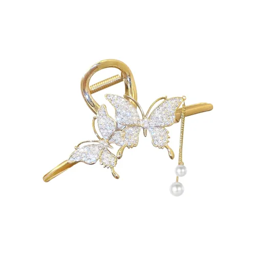 SENDME Сплав, Синтетический Кубический Цирконий, Искусственная Жемчужина Заколки для волос Бабочка Двойной FLY Заколка для волос Женская