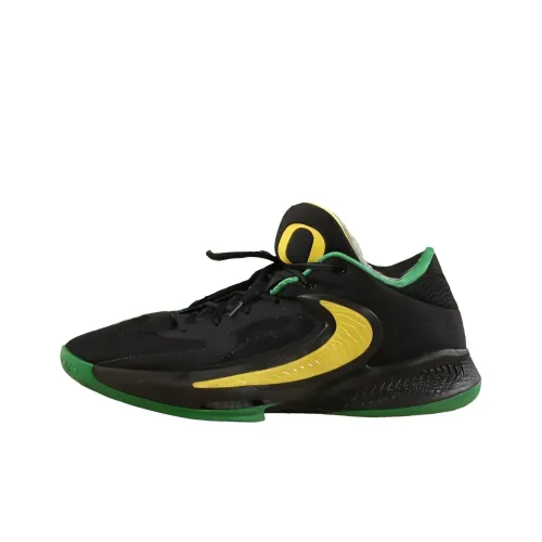 nike Freak 4 Zoom 'Oregon' Буква Bro 4 Устойчивый к истиранию Дышащий Низкий Топ Баскетбольные кроссовки Мужской Черный Желтый Зеленый