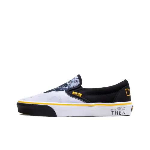 National Geographic x VANS Slip On Low Top Скейтборд Кроссовки Unisex Черный Белый