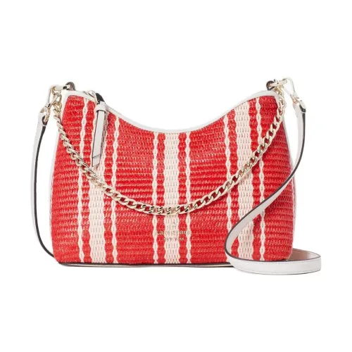 Kate Spade Синтетическая солома с коровьей кожей и GRAIN LEATHER Сумка через плечо Женская Томатный красный