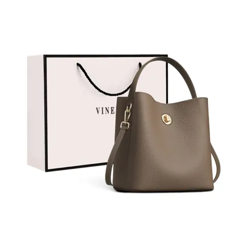 VINEY Коровья кожа Через плечо Одно плечо Ведрообразная сумка Большая Женская Слоновая серый