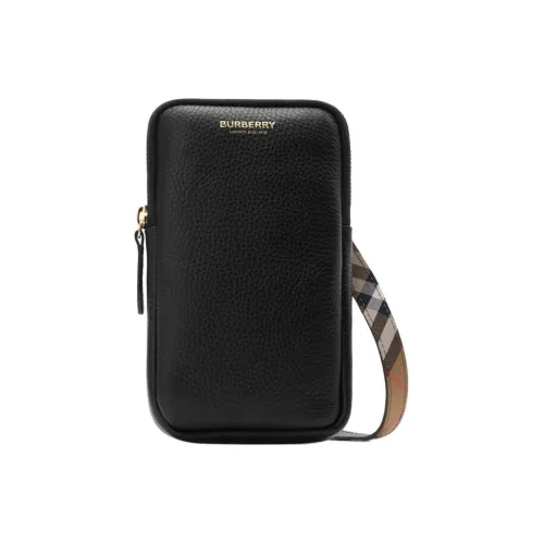 Burberry Телячья кожа с рельефным узором Карман для мобильного телефона Унисекс Черный