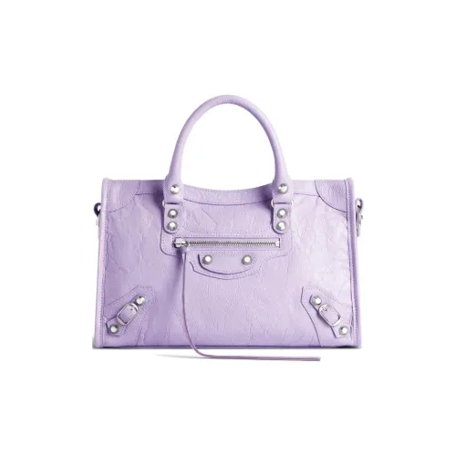 Balenciaga Arena Овечья кожа Сумка-тоут Сумка для покупок Сумка через плечо Сумка Маленькая Женская Светло-фиолетовая