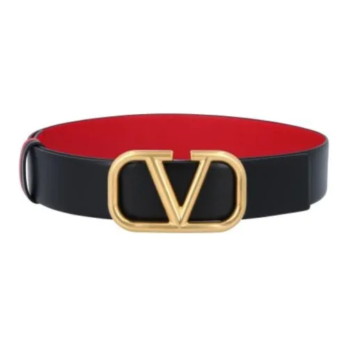 Valentino Логотип Идентификация Кожаные ремни Женские Черный Ширина 4CM