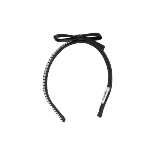MIU MIU Шелк Искусственный кристалл Ткань Ободки для волос Женские Черный