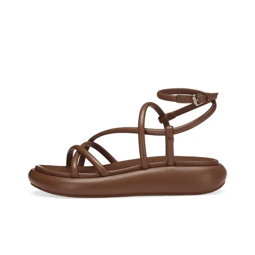 Пепельные сандалии в римском стиле, темно-кофейные, женские