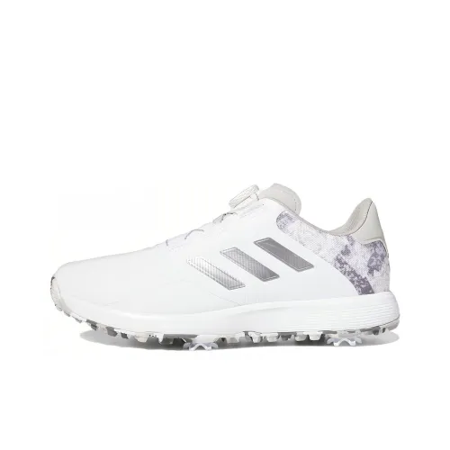 Adidas S2G BOA 23 Противоскользящий Износостойкий Легкий Низкий Топ Обувь для гольфа Мужская Белый Серебряный