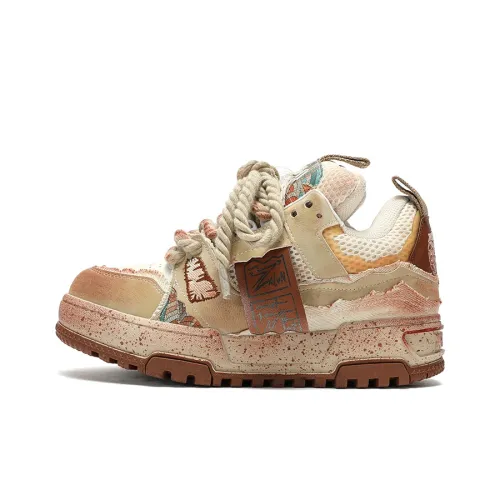 X·LUN Ruins Коллекция Slip Resistant Abrasion Resistant Низкий Топ Потертый Скейтбординг Кроссовки Унисекс Хаки