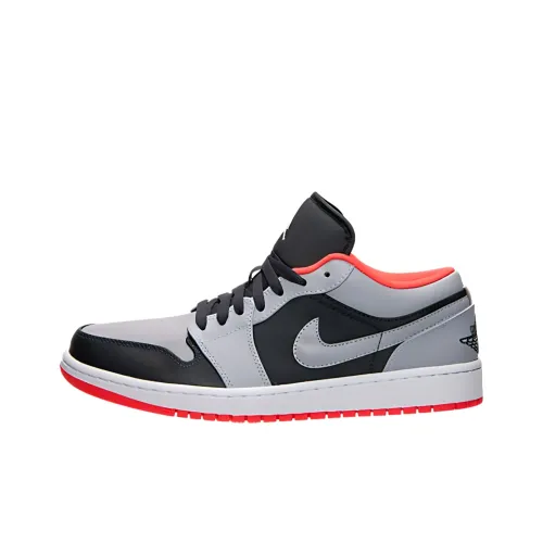 Jordan Air Jordan 1 Износостойкий Дышащий Низкий Топ Винтажные Баскетбольные Кроссовки Мужские Черный Серый