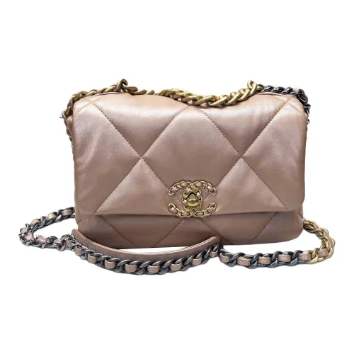 CHANEL 19Bag Pearl Lambskin Сумка через плечо Сумка через плечо Сумка для плеч Женская Темно-бежевый