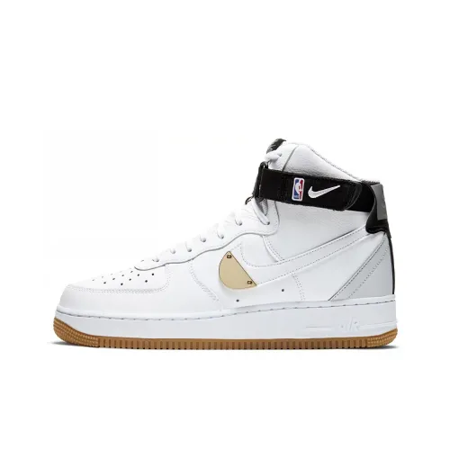 Nike Air Force 1 'NBA' Pack Покрытие Slip-Resistant Высокий Топ Скейтбординг Кроссовки Мужские Белый Черный