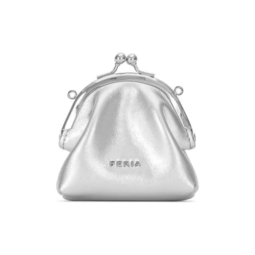 Feria Спилок из коровьей кожи Одно плечо Портативная мини-сумка с шарнирами Маленькая Женская Серебряный