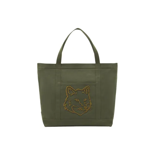 Maison Kitsune Хлопок And Холст Сумка Сумка-тоут Сумка для покупок Сумка большая Женская Армейский зеленый