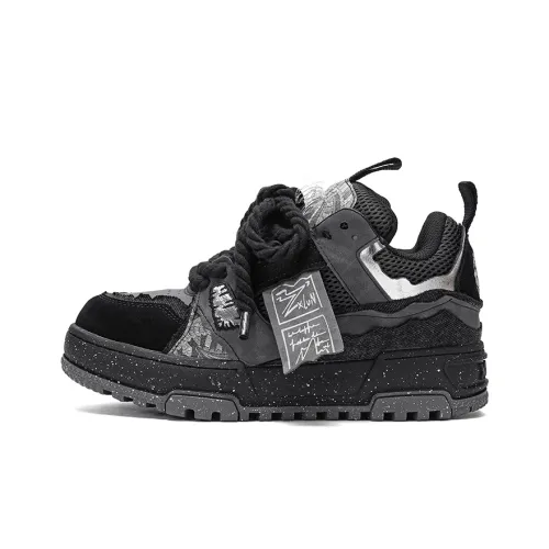 X·LUN [Черный железный Рыцарь] Коллекция Slip-Resistant Амортизация Увеличение Высоты Низкие Кроссовки для Скейтбординга Унисекс Черный