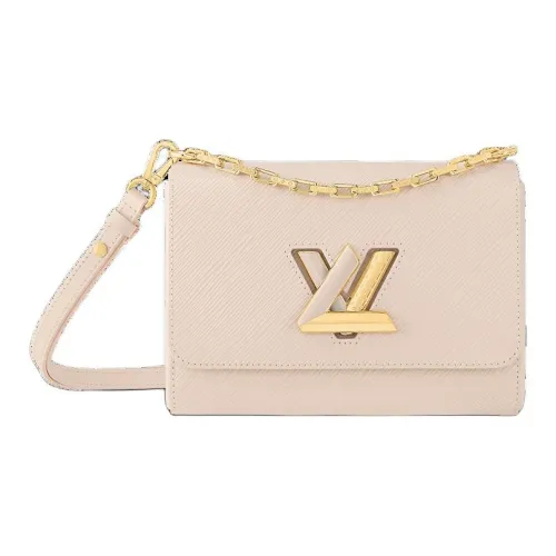 LOUIS VUITTON Twist Epi Текстурированная кожа с коровьей кожей сумка на плечо среднего размера женская кварц белый