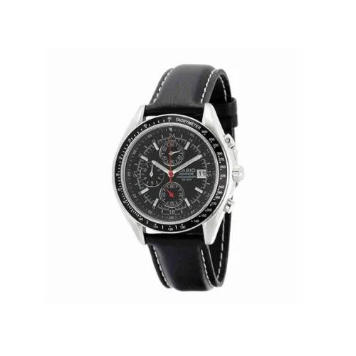 CASIO EDIFICE Collection Кварцевый механизм Коровья кожа Ремешок Часы Мужские Черный циферблат