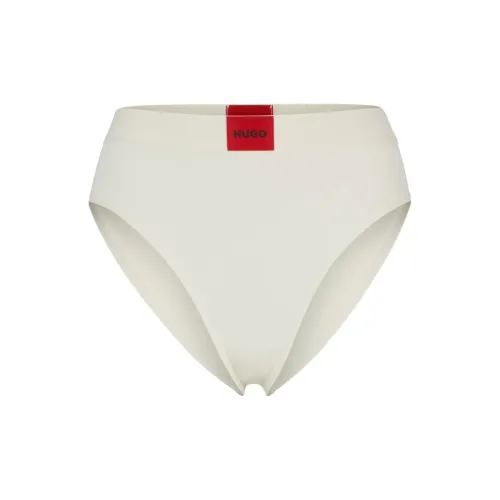 Hugo Boss Высокая посадка Эластичный хлопок Трусики-бикини с логотипом Этикетка Нижнее белье Женские Белые