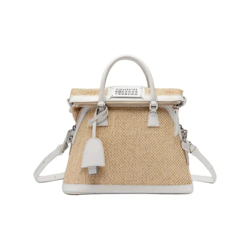 Maison Margiela 5AC Rice Straw С кожаными вставками And Calfskin Сумка через плечо Сумка на плечо Mini Женская Natural