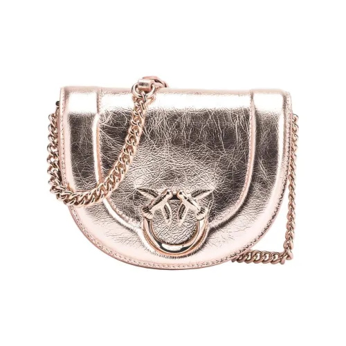 PINKO Love Series Корова Кожа Сумка через плечо Мини Женский Металлический Розовый