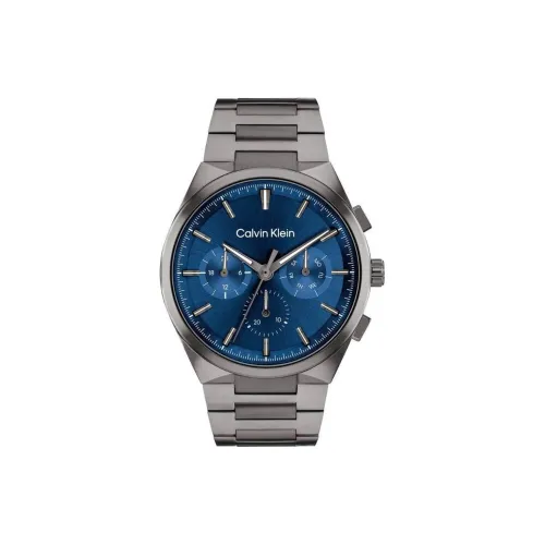 CK Calvin Klein Мужские часы Кварцевый механизм Стальной ремешок 44 мм Синий циферблат
