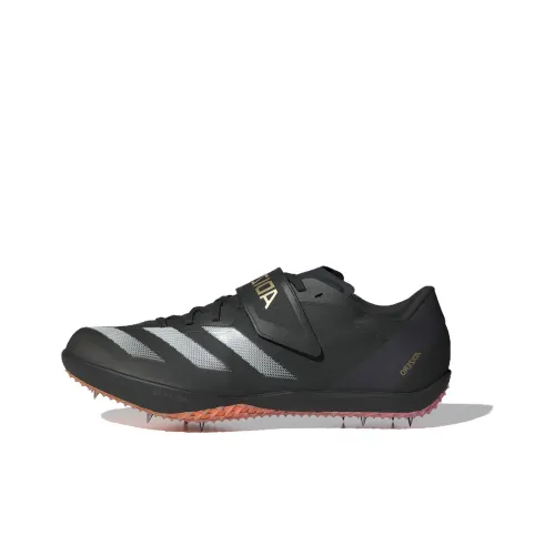 Adidas Adizero HJ Беговые кроссовки Низкий топ Черный/Металлический белый/Ярко-желтый Унисекс