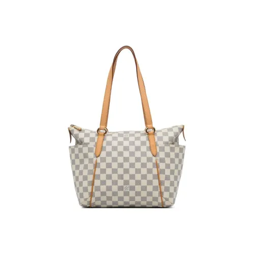 LOUIS VUITTON Холст с кожей Качество Одно плечо Сумка Женская Белая Серая Коричневая